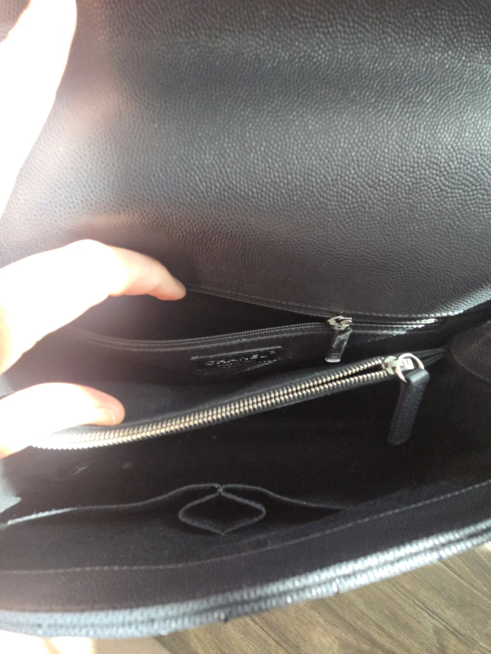 CHANEL Coco Handle Chevron Caviar Bag – Grayish Black